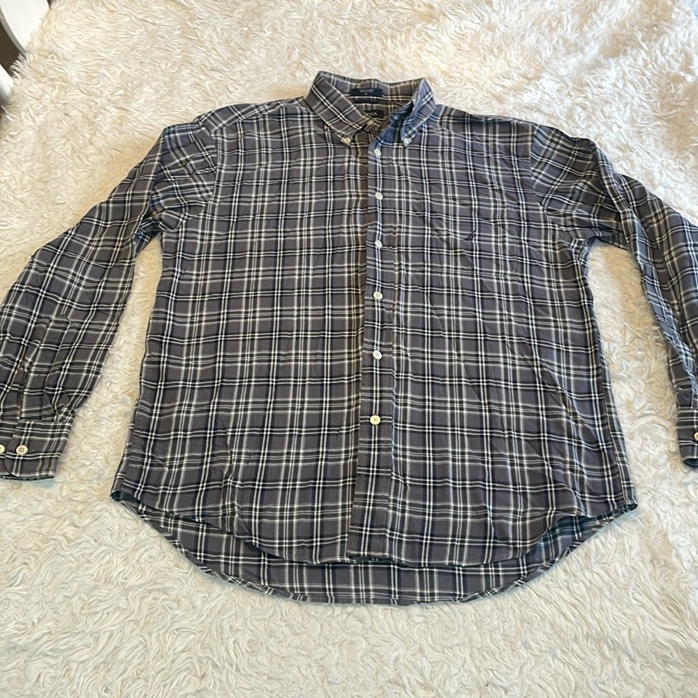 Nautica Large Plaid Button Down Shirt